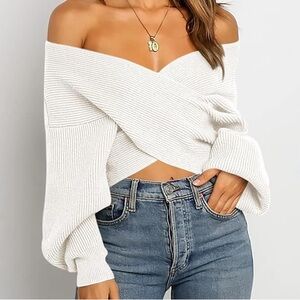 White off shoulder sweater